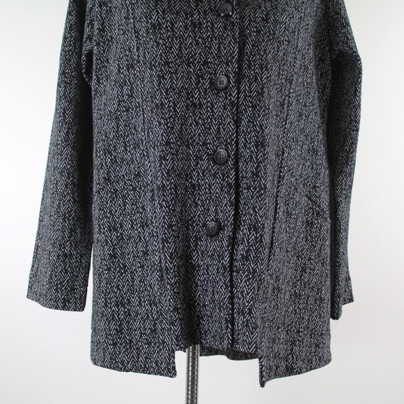 Comfy USA Dee Black White Chevron Knit Button Front Tunic Blazer Jacket S NWT - Picture 2 of 6